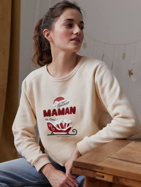 Sudadera mujer 'Meilleure maman de Noël' Colección cápsula Familia vainilla 