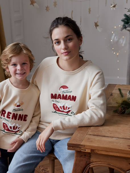 Sudadera mujer 'Meilleure maman de Noël' Colección cápsula Familia vainilla 