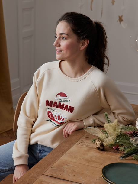 Sudadera mujer 'Meilleure maman de Noël' Colección cápsula Familia vainilla 