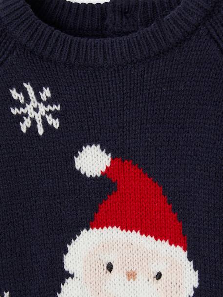 Jersey de punto jacquard Papá Noel bebé azul marino 