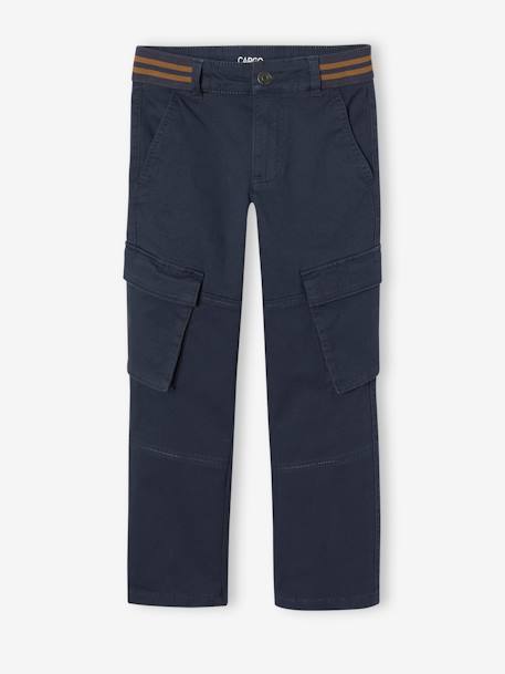 Pantalón cargo recto MorphologiK niño talla de cadera MEDIANA azul oscuro+bronce 