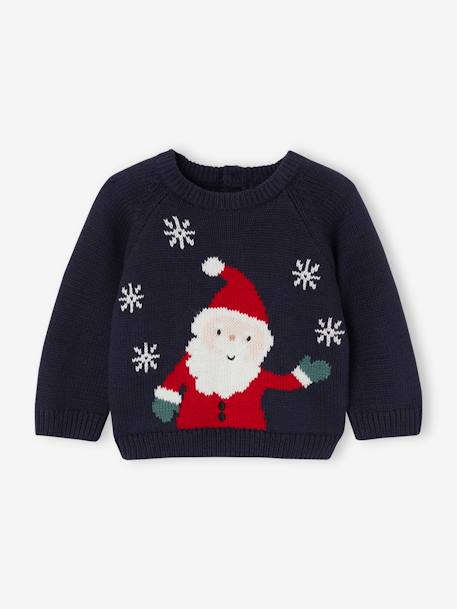 Bebé-Sudaderas, jerséis y chaquetas de punto-Jersey de punto jacquard Papá Noel bebé