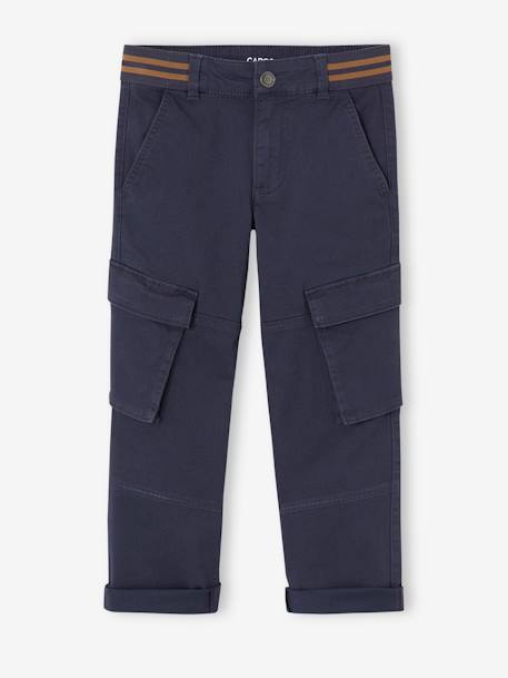 Pantalón cargo recto MorphologiK niño talla de cadera MEDIANA azul oscuro+bronce 