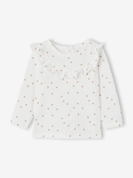 Conjunto fiesta camiseta estrellas + falda tipo enagua brillante bebé niña dorado 