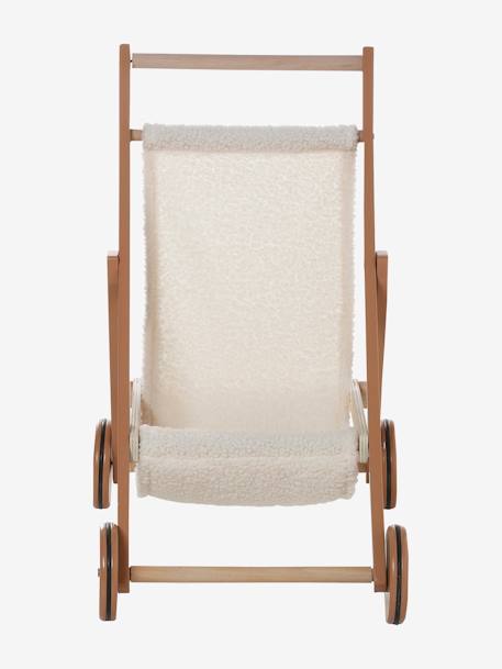 Silla de paseo para muñecas de madera blanco+caramelo 