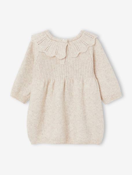 Vestido de punto tricot con cuello para bebé beige jaspeado 