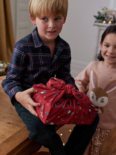 Camisa navideña a cuadros para niño azul marino 