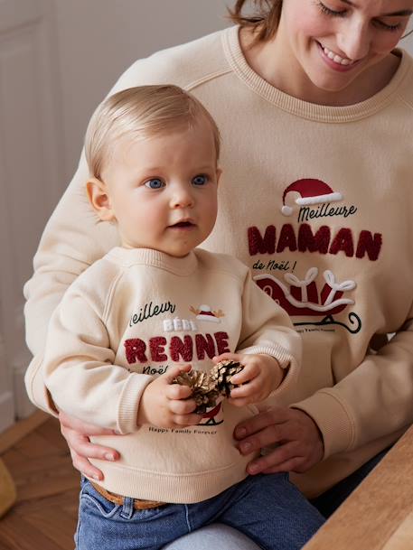 Sudadera 'Meilleur bébé renne de Noël' Colección cápsula Familia para bebé vainilla 