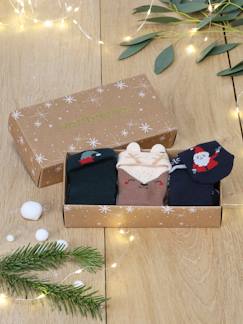 -Caja regalo de Navidad con 3 pares de calcetines para bebé niño