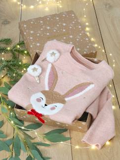 -Pack de Navidad para niña: jersey jacquard «Reno» + 2 gomas para el pelo