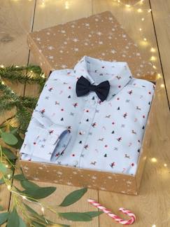 Niño-Camisas-Caja de regalo de Navidad con camisa estampada y pajarita para niño