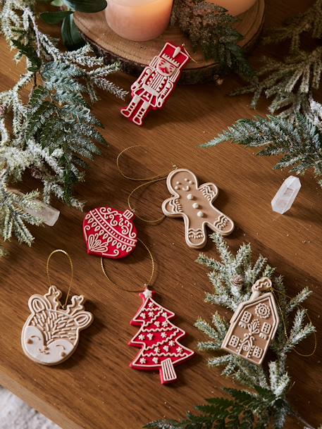 Lote de 6 adornos de Navidad con forma de galleta para colgar blanco 