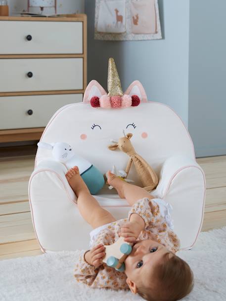 Sillón de espuma personalizable Unicornio BLANCO CLARO LISO CON MOTIVOS 