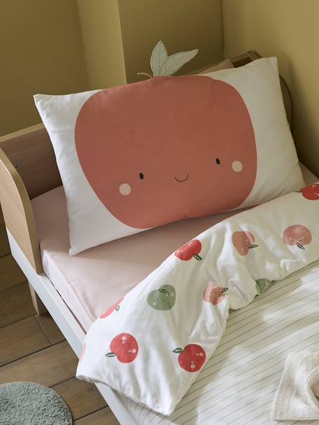 Funda de almohada para bebé MANZANA blanco estampado 