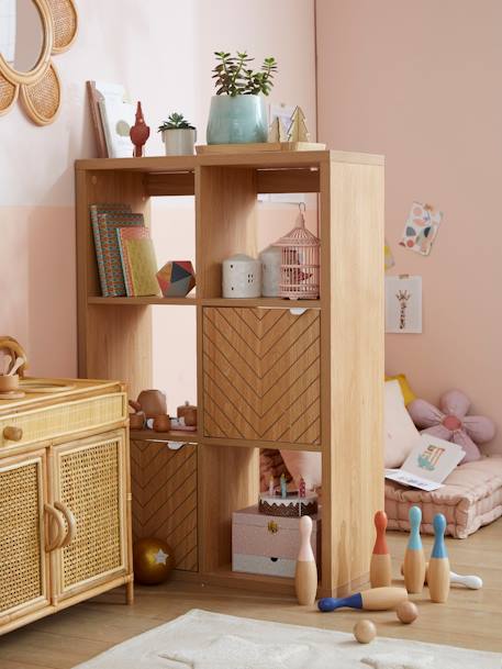 Mueble de organización con 6 casilleros marrón 