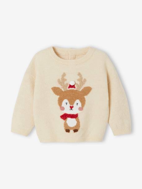 Bebé-Sudaderas, jerséis y chaquetas de punto-Jerséis-Jersey navideño reno con detalles brillantes para bebé