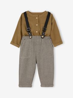 -Conjunto camisa + pantalón con tirantes para bebé niño