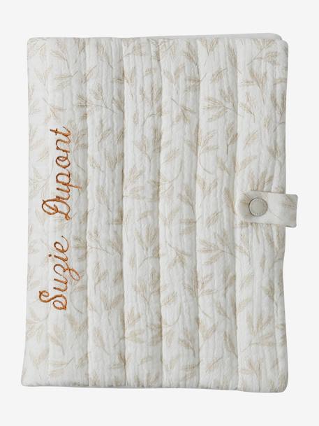 Funda de tarjeta sanitaria de gasa de algodón beige estampado 