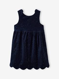 Vestido de fiesta de terciopelo liso y lacito detrás, para niña