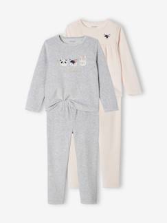 Niña-Pijamas-Pack de 2 pijamas de terciopelo con animales para niña