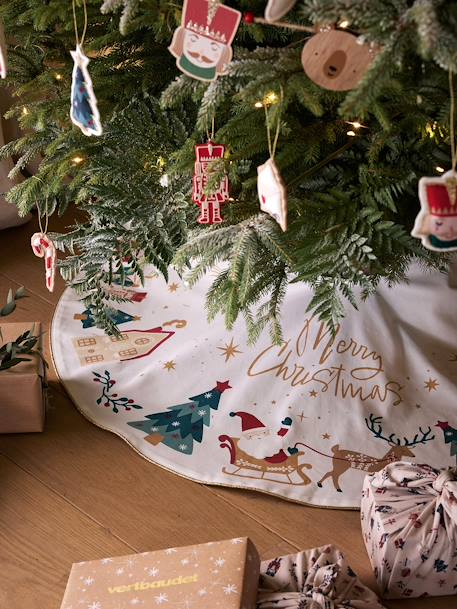 Alfombra para árbol de Navidad «Cascanueces» blanco 