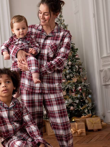 Pijama navideño a cuadros mujer Colección cápsula familia cuadros rojos 