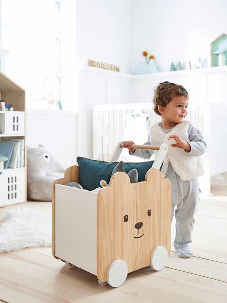 Caja con ruedas Oso madera 