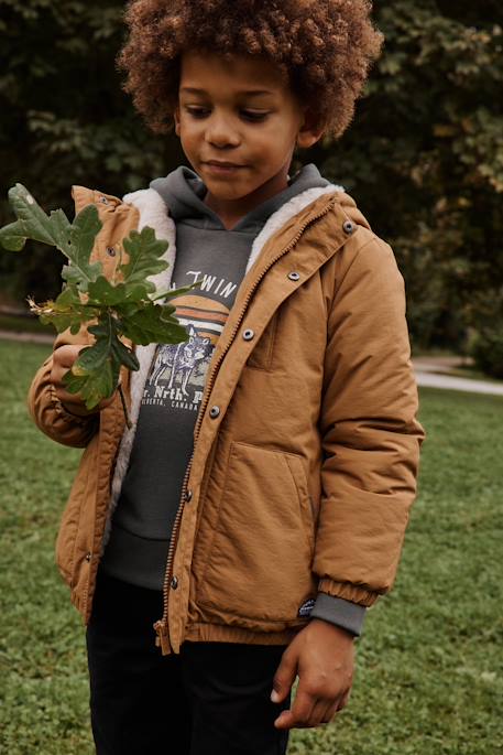 Parka ripstop con interior de pelo sintético para niño bronce 