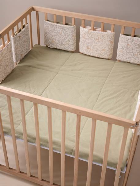 Protector de cuna / protector de parque parachoques reversibles BABYLON beige estampado 