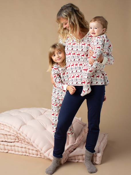 Pijama navideño infantil unisex de algodón orgánico rojo 