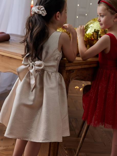 Vestido de fiesta brillante para niña dorado 