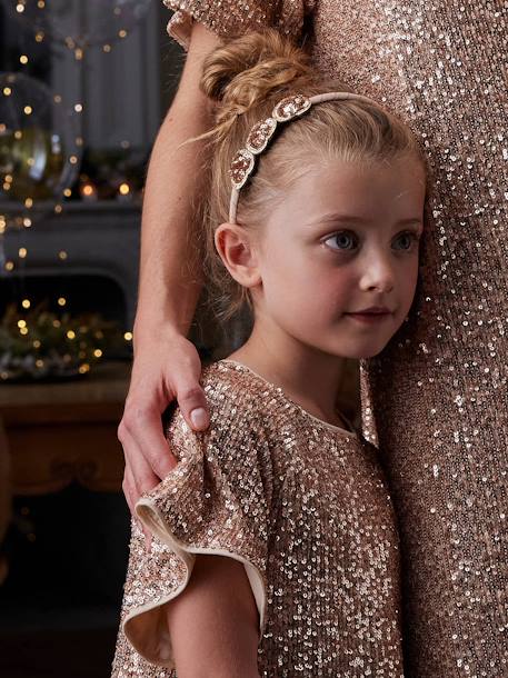 Vestido de fiesta con lentejuelas para niña dorado 