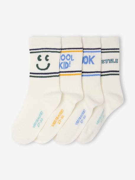 Pack de 4 pares de calcetines deportivos de canalé para niño crudo 