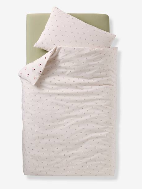 Conjunto funda nórdica + funda de almohada bebé CHERRY beige estampado 