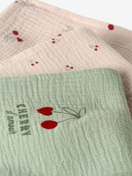 Pack de 3 muselinas CHERRY beige estampado 