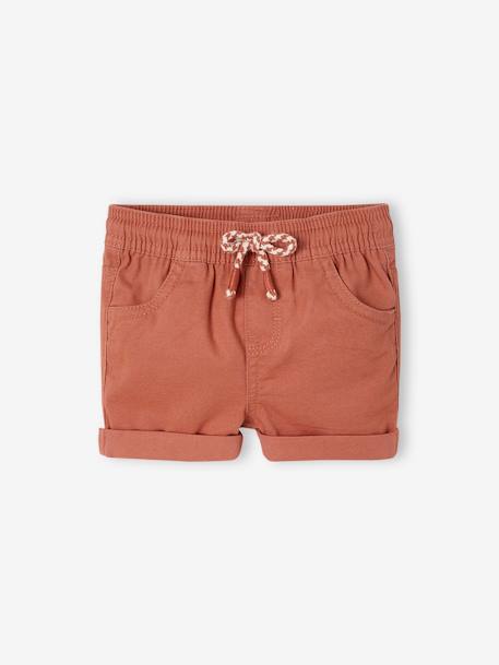 Short de sarga con cintura elástica para bebé niño arcilla+beige+GRIS OSCURO LISO+MARRON MEDIO LISO 