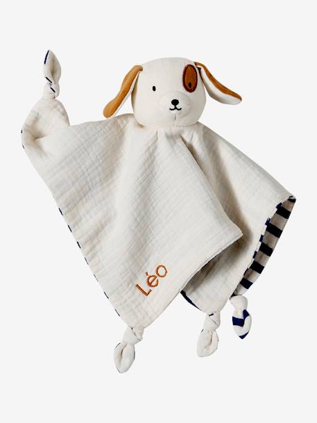 Doudou plano perro personalizable + estuche regalo azul 