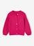 Chaqueta a rayas de canalé perlado para niña fucsia+verde sauce 