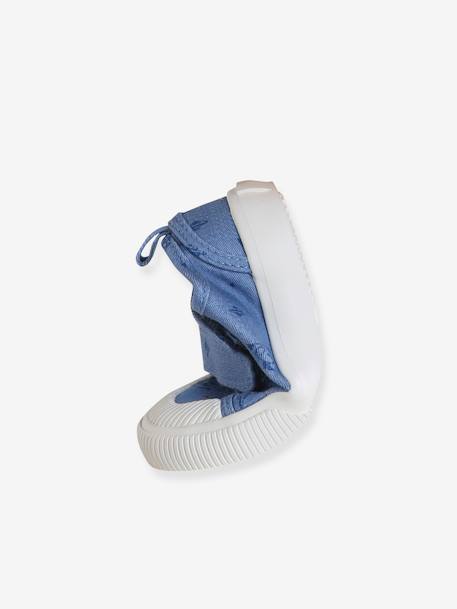 Zapatillas de tela estampada con cierre autoadherente para bebé azul chambray 