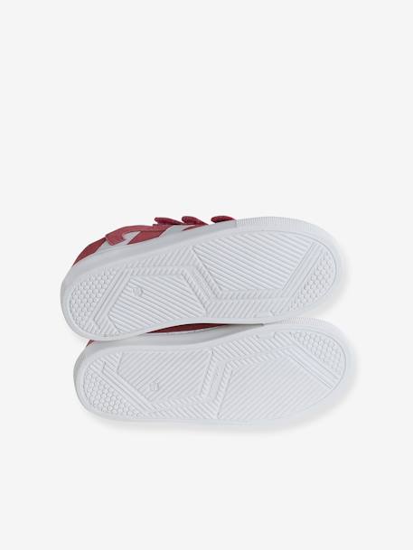 Zapatillas infantiles de piel con cierre autoadherente blanco+rosa frambuesa 