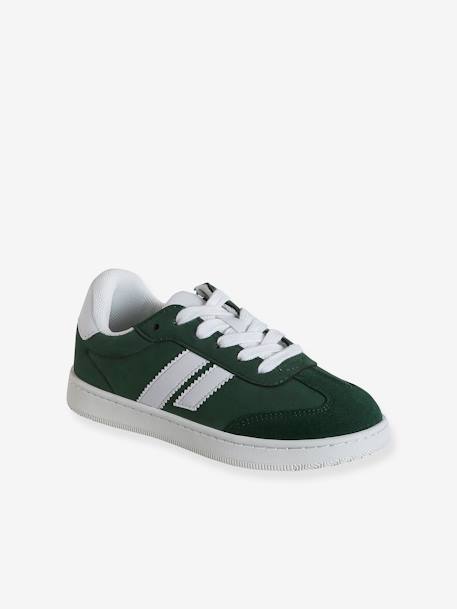 Zapatillas infantiles con cordones y cremallera azul marino+verde 