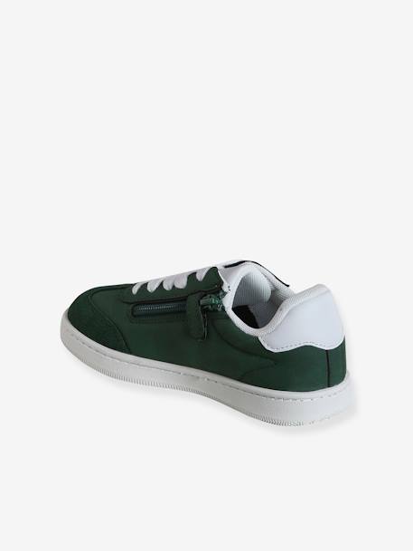 Zapatillas infantiles con cordones y cremallera azul marino+verde 