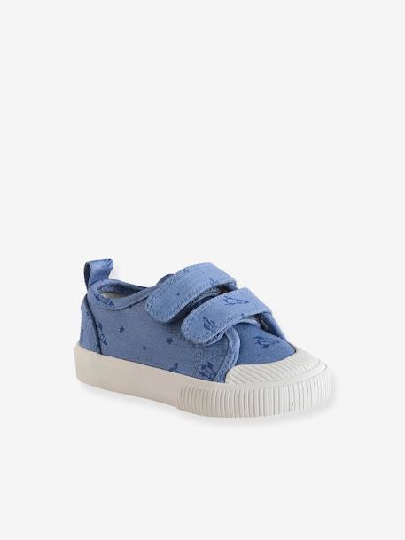 Zapatillas de tela estampada con cierre autoadherente para bebé azul chambray 