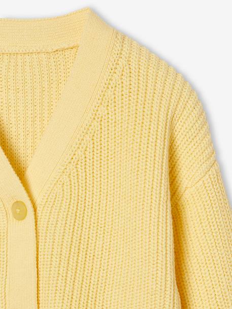 Chaqueta de canalé perlado para niña amarillo pálido+crudo+pistacho+rayas rosa+rosa+rosa viejo+violeta claro 