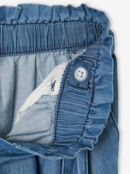 Pantalón pesquero de estilo 'paperbag' de denim ligero, para niña AZUL MEDIO LAVADO 