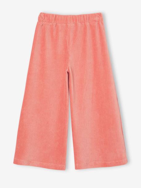 Pantalón ancho de pana, niña azul grisáceo+MARRON MEDIO LISO+rosado 