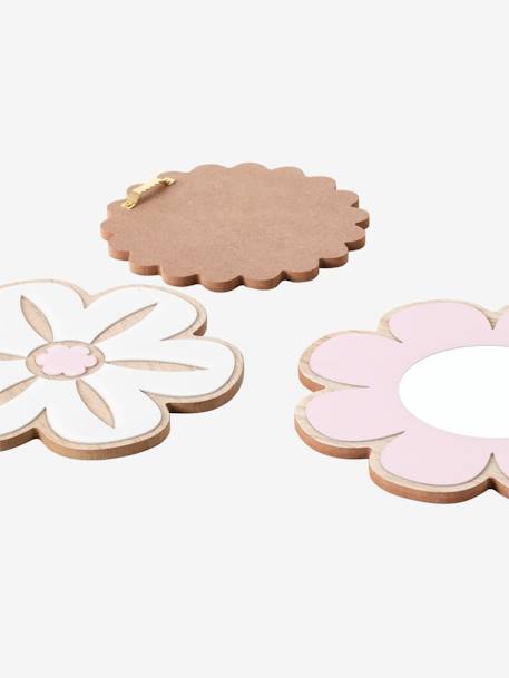 Pack de 3 decoraciones murales de flores en madera y plexiglás rosa 