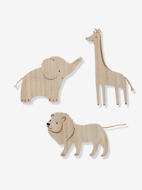 Pack de 3 decoraciones murales Animales de la selva beige 