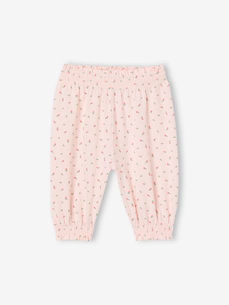 Pantalón de recién nacido estampado con pequeñas flores rosa rosa pálido 