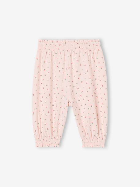 Pantalón de recién nacido estampado con pequeñas flores rosa rosa pálido 